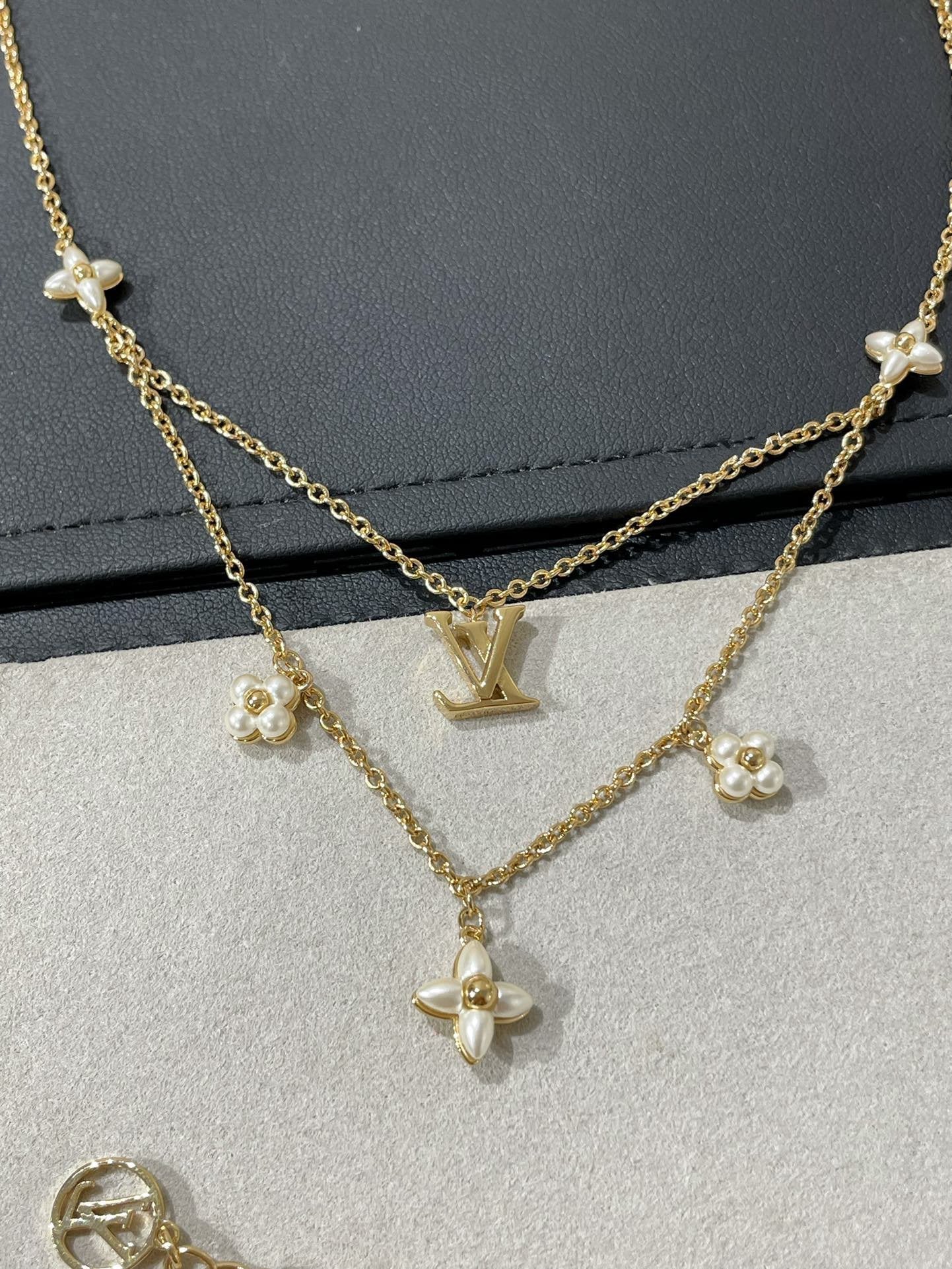 [Glitter Jewelry]FLOWERGRAM GOLD MOP DOUBLE ROW NECKLACE