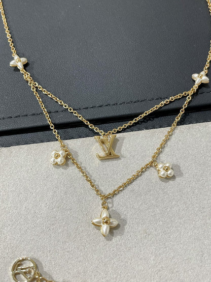 [Glitter Jewelry]FLOWERGRAM GOLD MOP DOUBLE ROW NECKLACE
