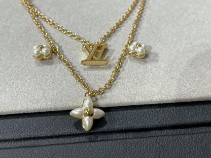 [Glitter Jewelry]FLOWERGRAM GOLD MOP DOUBLE ROW NECKLACE