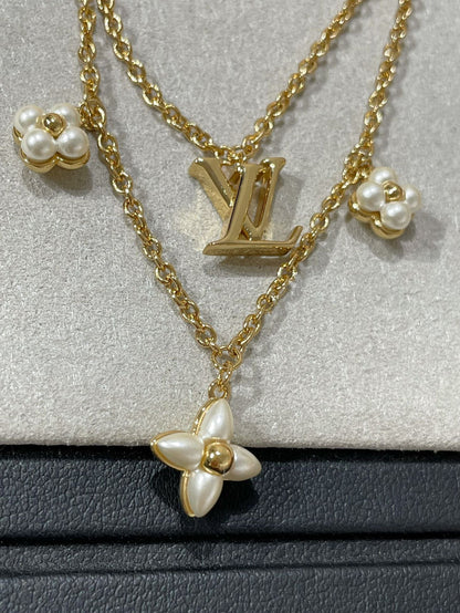 [Glitter Jewelry]FLOWERGRAM GOLD MOP DOUBLE ROW NECKLACE