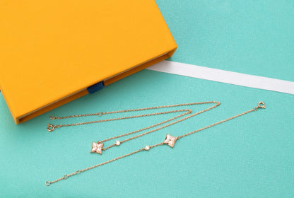 [Glitter Jewelry]STAR PINK MOP 1 DIAMOND PINK GOLD NECKLACE