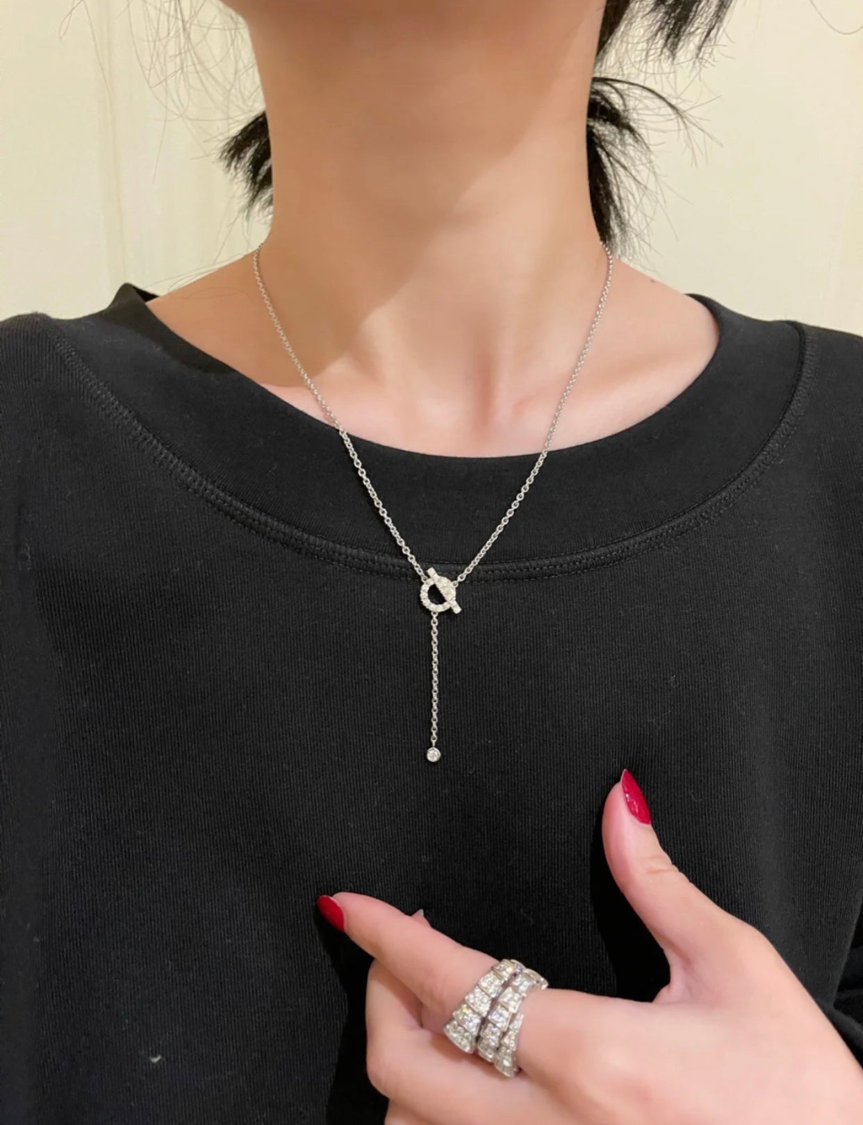 [Glitter Jewelry]FINESSE SILVER DIAMOND NECKLACE