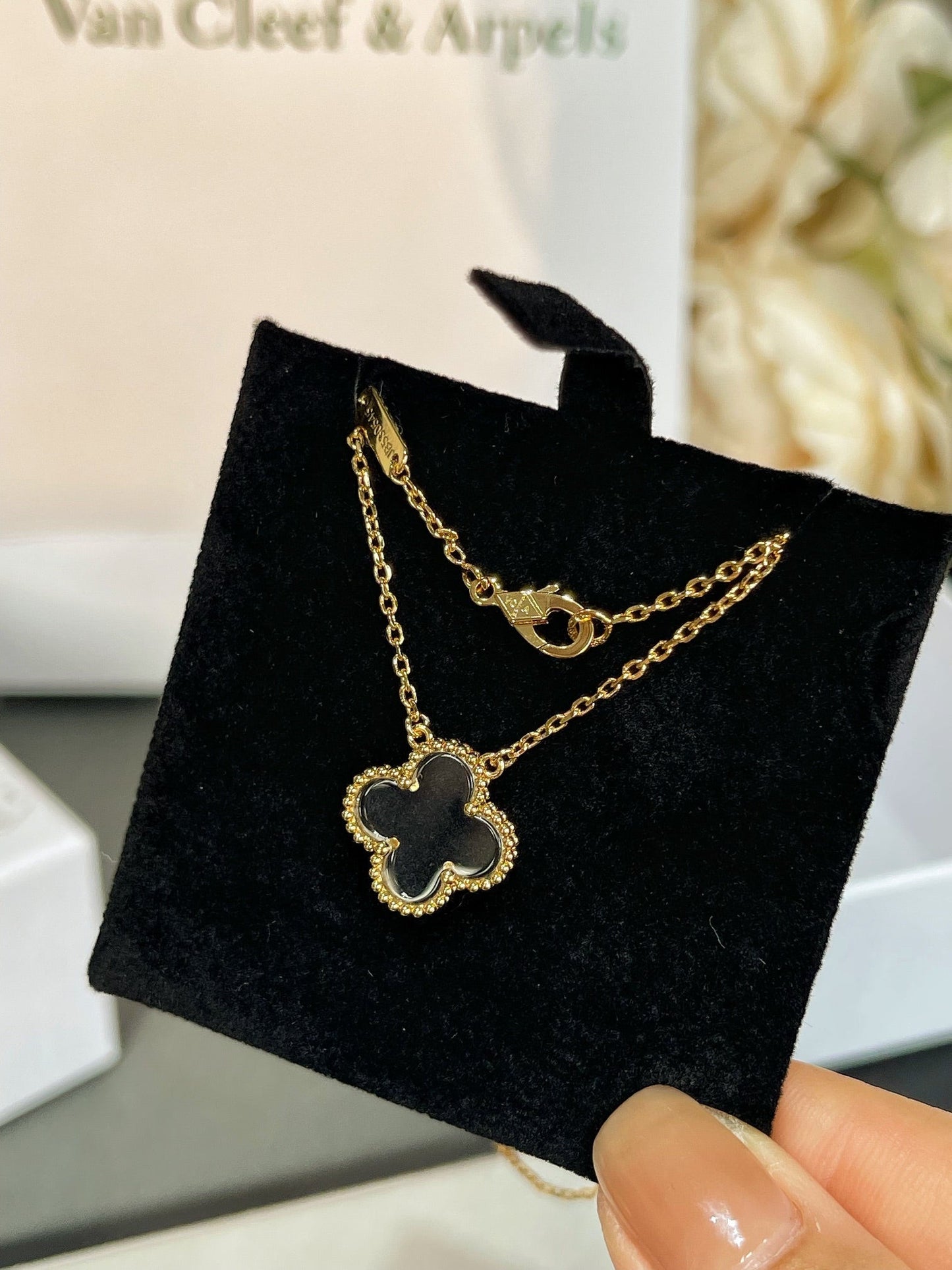 [Glitter Jewelry]CLOVER ROCK CRYSTAL ROSE GOLD NECKLACE