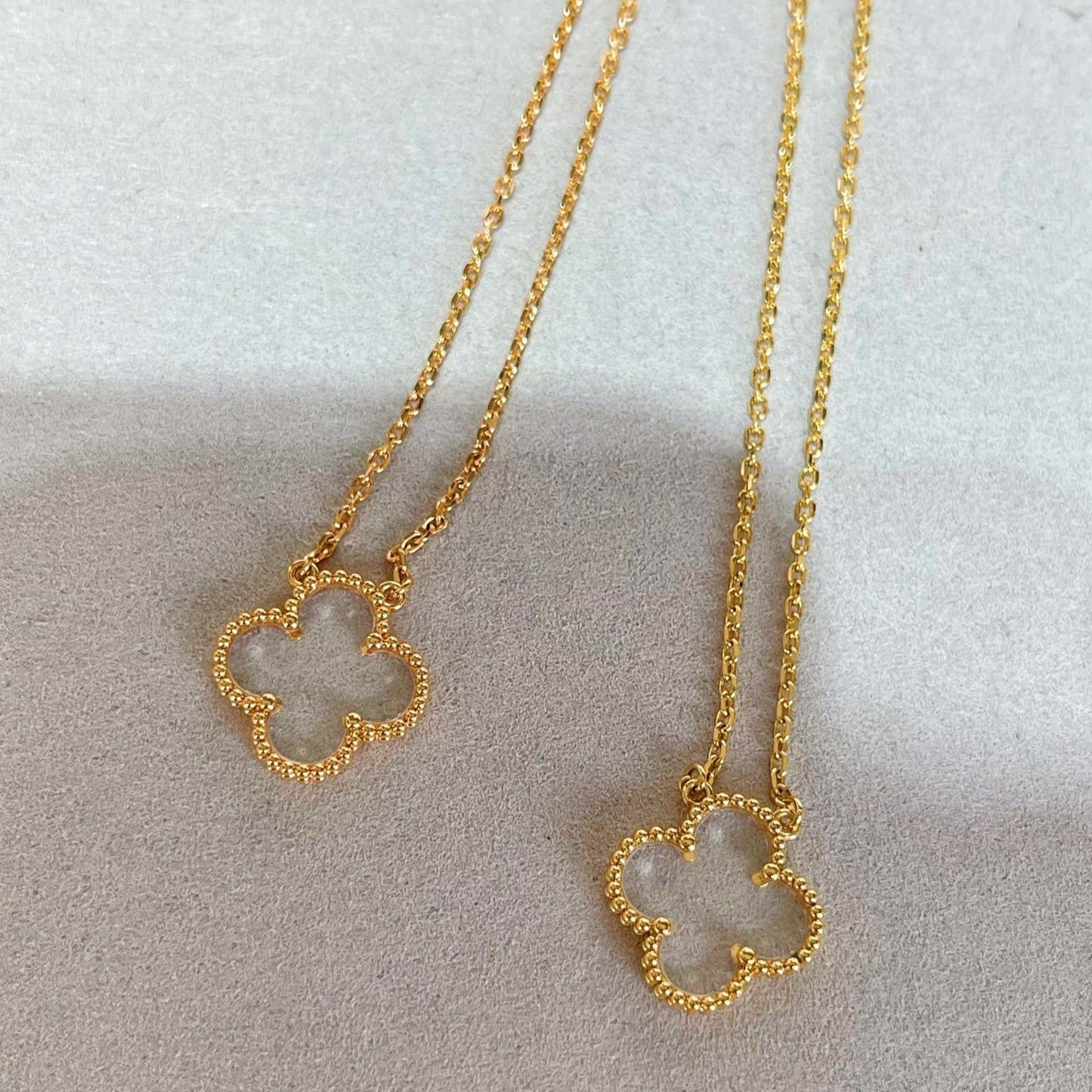 [Glitter Jewelry]CLOVER ROCK CRYSTAL ROSE GOLD NECKLACE