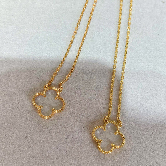 [Glitter Jewelry]CLOVER ROCK CRYSTAL ROSE GOLD NECKLACE