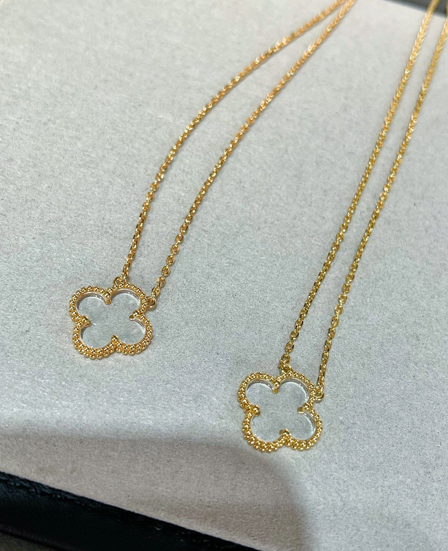 [Glitter Jewelry]CLOVER ROCK CRYSTAL ROSE GOLD NECKLACE