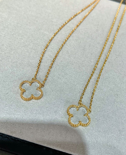 [Glitter Jewelry]CLOVER ROCK CRYSTAL ROSE GOLD NECKLACE
