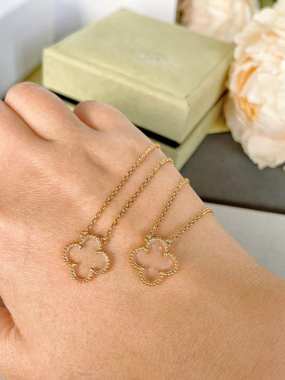 [Glitter Jewelry]CLOVER ROCK CRYSTAL ROSE GOLD NECKLACE