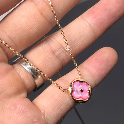 [Glitter Jewelry]COLOR BLOSSOM PINK MOP SUN GOLD NECKLACE