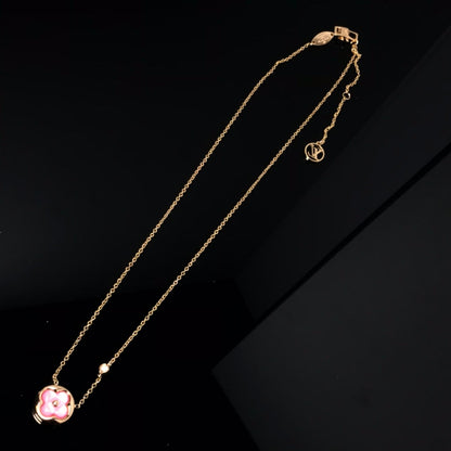 [Glitter Jewelry]COLOR BLOSSOM PINK MOP SUN GOLD NECKLACE
