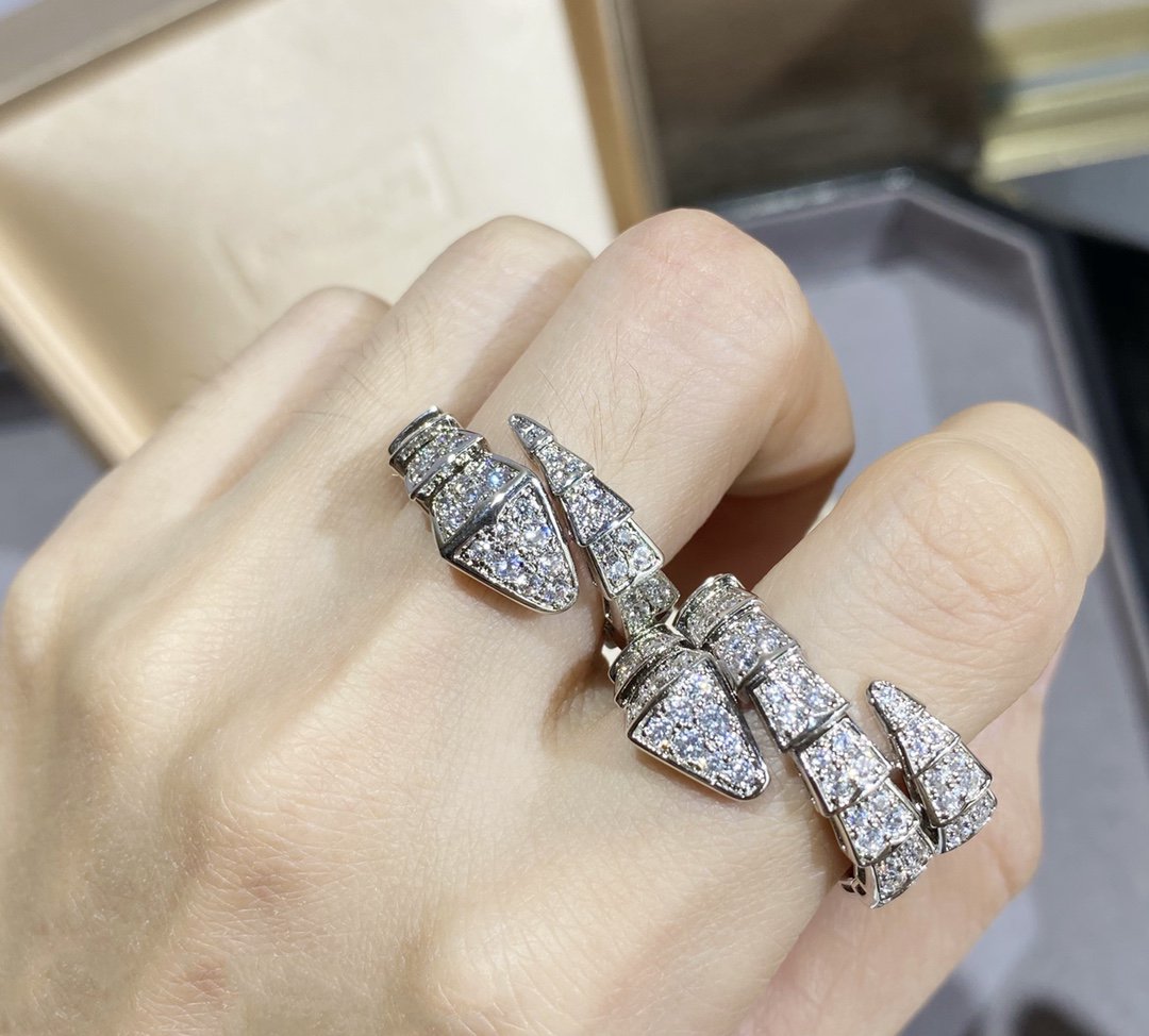 [Glitter Jewelry]SERPENTI LARGE RING SILVER DIAMOND PAVED