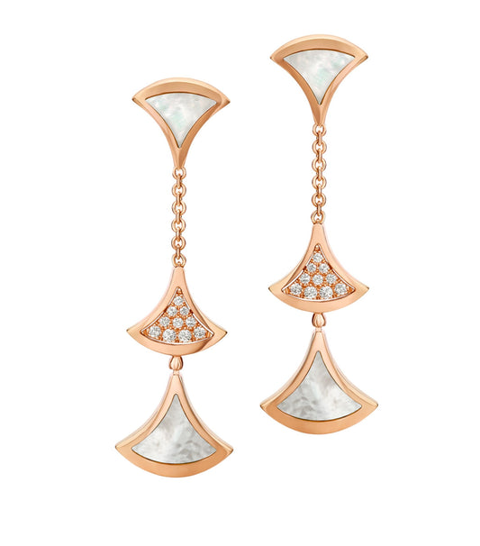 [Glitter Jewelry]DREAM EARRINGS 3 MOTIFS DIAMOND MOP PINK GOLD