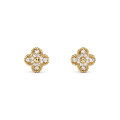 [Glitter Jewelry]CLOVER MEDIUM 1 MOTIFS FUll DIAMOND EARRINGS