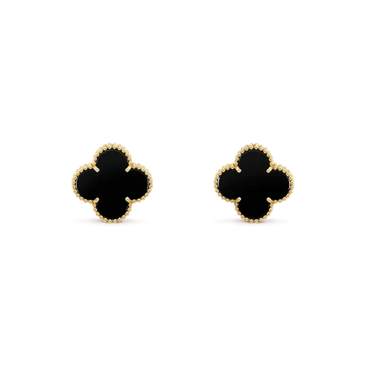 [Glitter Jewelry]CLOVER MEDIUM 1 MOTIFS  ONYX STUD EARRINGS