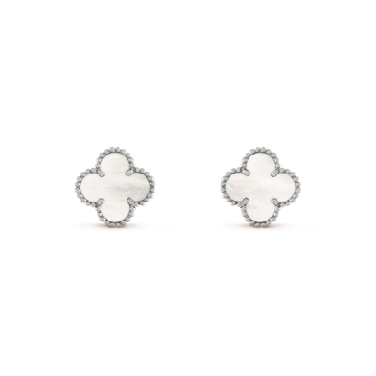 [Glitter Jewelry]CLOVER MEDIUM 1 MOTIFS  WHITE MOP EARRINGS SILVER