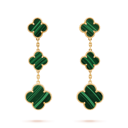 [Glitter Jewelry]CLOVER MALACHITE 3 MOTIFS GOLD