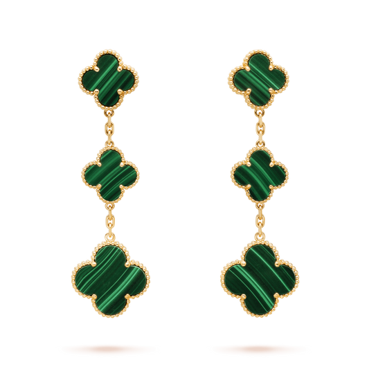 [Glitter Jewelry]CLOVER MALACHITE 3 MOTIFS GOLD