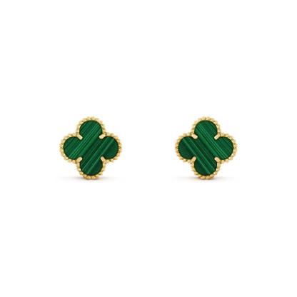 [Glitter Jewelry]CLOVER MEDIUM 1 MOTIFS MALACHITE  EARRINGS
