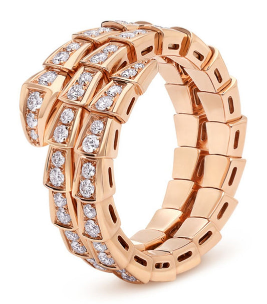 [Glitter Jewelry]SERPENTI RING PINK GOLD DIAMOND DOUBLE ROW