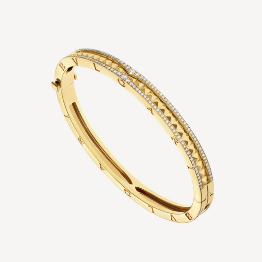 [Glitter Jewelry]ZERO 1 SPIRAL AND PAVED DIAMOND GOLD BRACELET