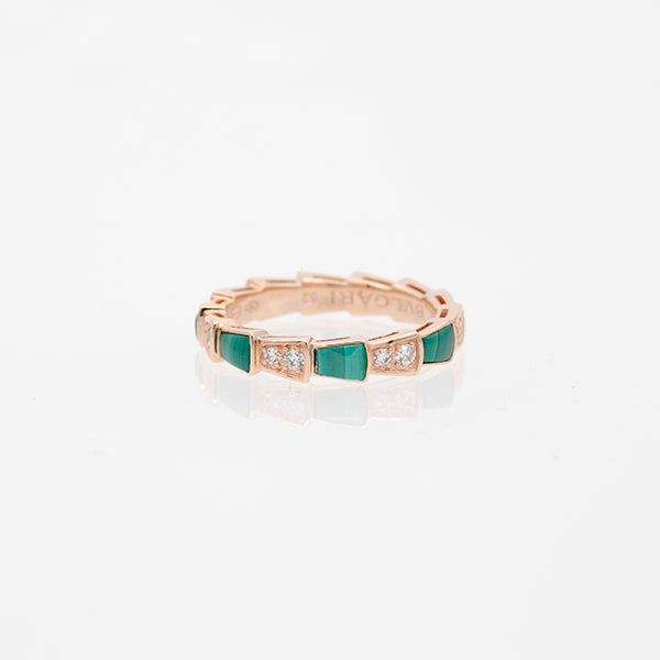 [Glitter Jewelry]SERPENTI RING PINK GOLD MALACHITE DIAMOND 3MM