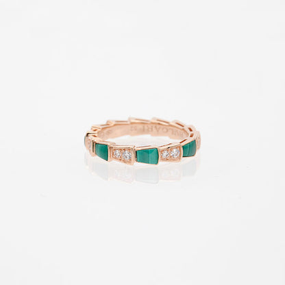 [Glitter Jewelry]SERPENTI RING PINK GOLD MALACHITE DIAMOND 3MM