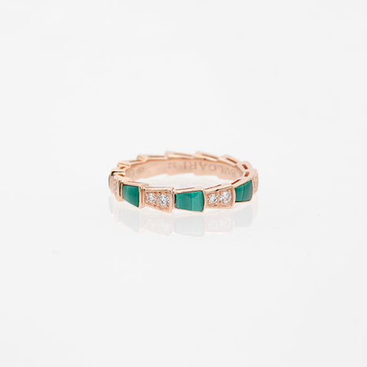 [Glitter Jewelry]SERPENTI RING PINK GOLD MALACHITE DIAMOND 3MM