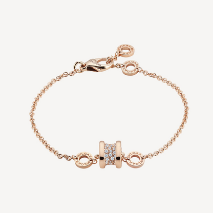 [Glitter Jewelry]ZERO 1 SOFT PINK GOLD WITH PAVED DIAMONDS ON THE SPIRAL BRACELET