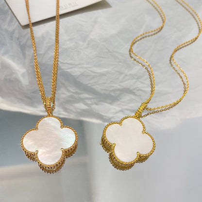 [Glitter Jewelry]CLOVER 25MM MOP LARGE PENDANT NECKLACE