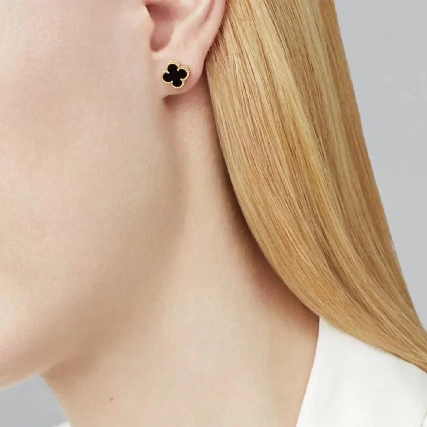 [Glitter Jewelry]CLOVER MINI 9.5MM BLACK MOP EARRINGS