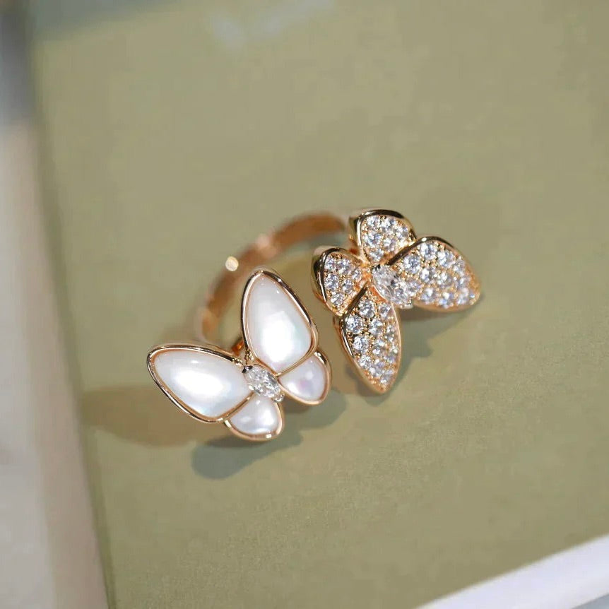 [Glitter Jewelry]TWIN BUTTERFLY DIAMOND MOP RING