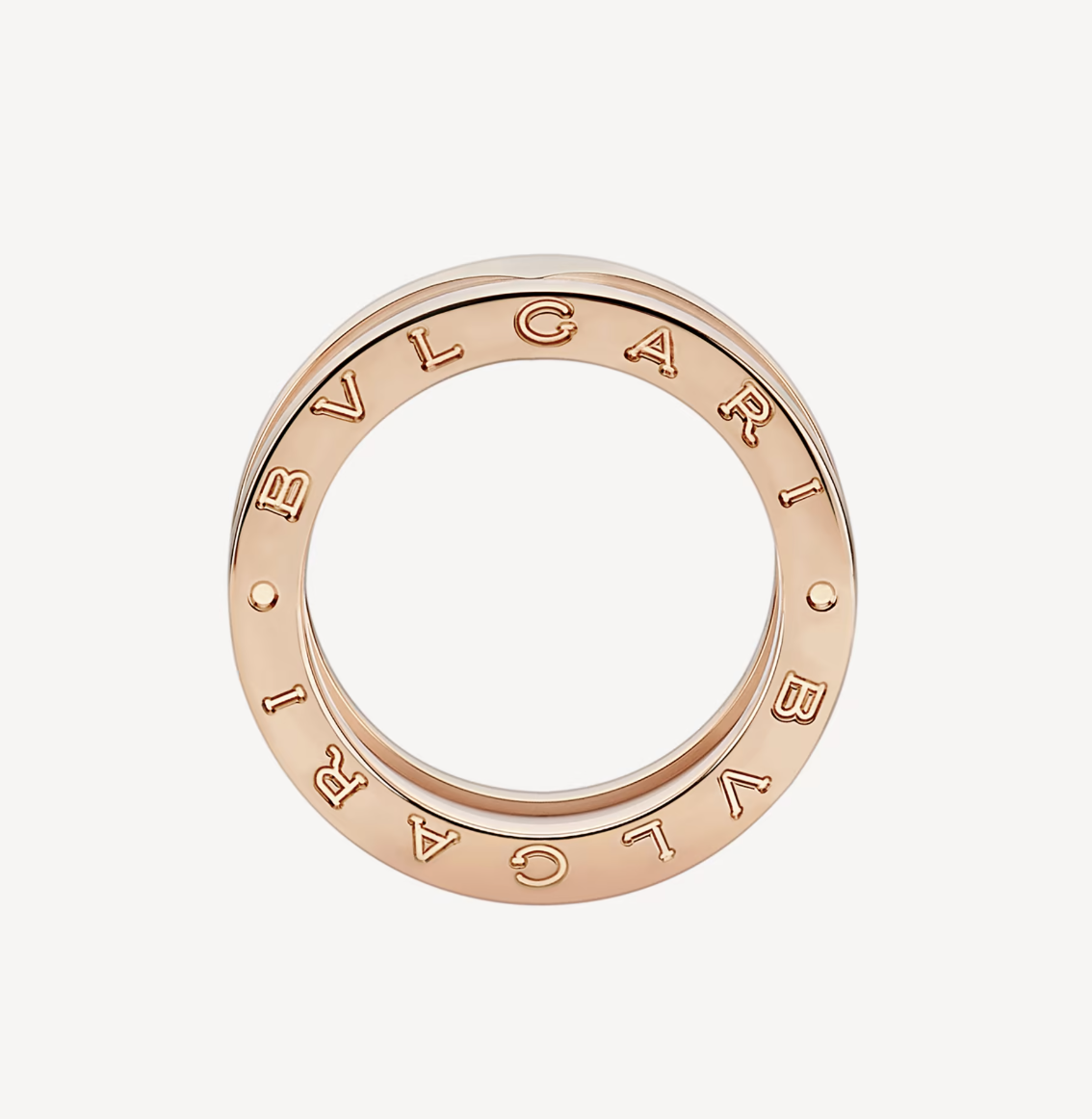 [Glitter Jewelry]ZERO 1 TWO-BAND LOOPS AND WHITE CERAMIC SPIRAL PINK GOLD RING