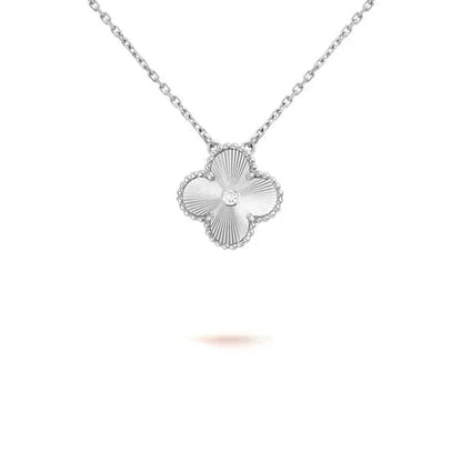 [Glitter Jewelry]CLOVER  15MM DIAMOND LASER NECKLACE SILVER