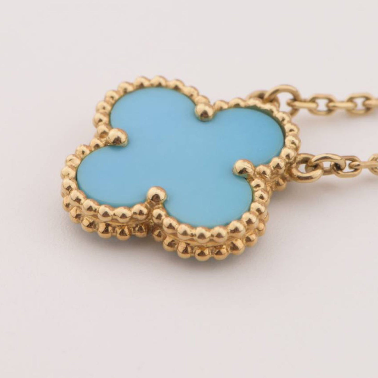 [Glitter Jewelry]CLOVER 15MM VINTAGE TURQUOISE NECKLACE