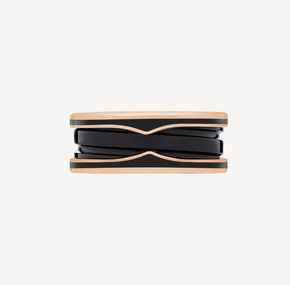 [Glitter Jewelry]ZERO 1 TWO-BAND WITH MATTE BLACK CERAMIC PINK GOLD RING