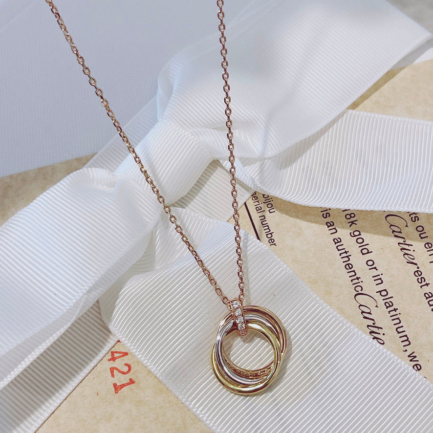 [Glitter Jewelry]TRINITY NECKLACE GOLD  DIAMONDS