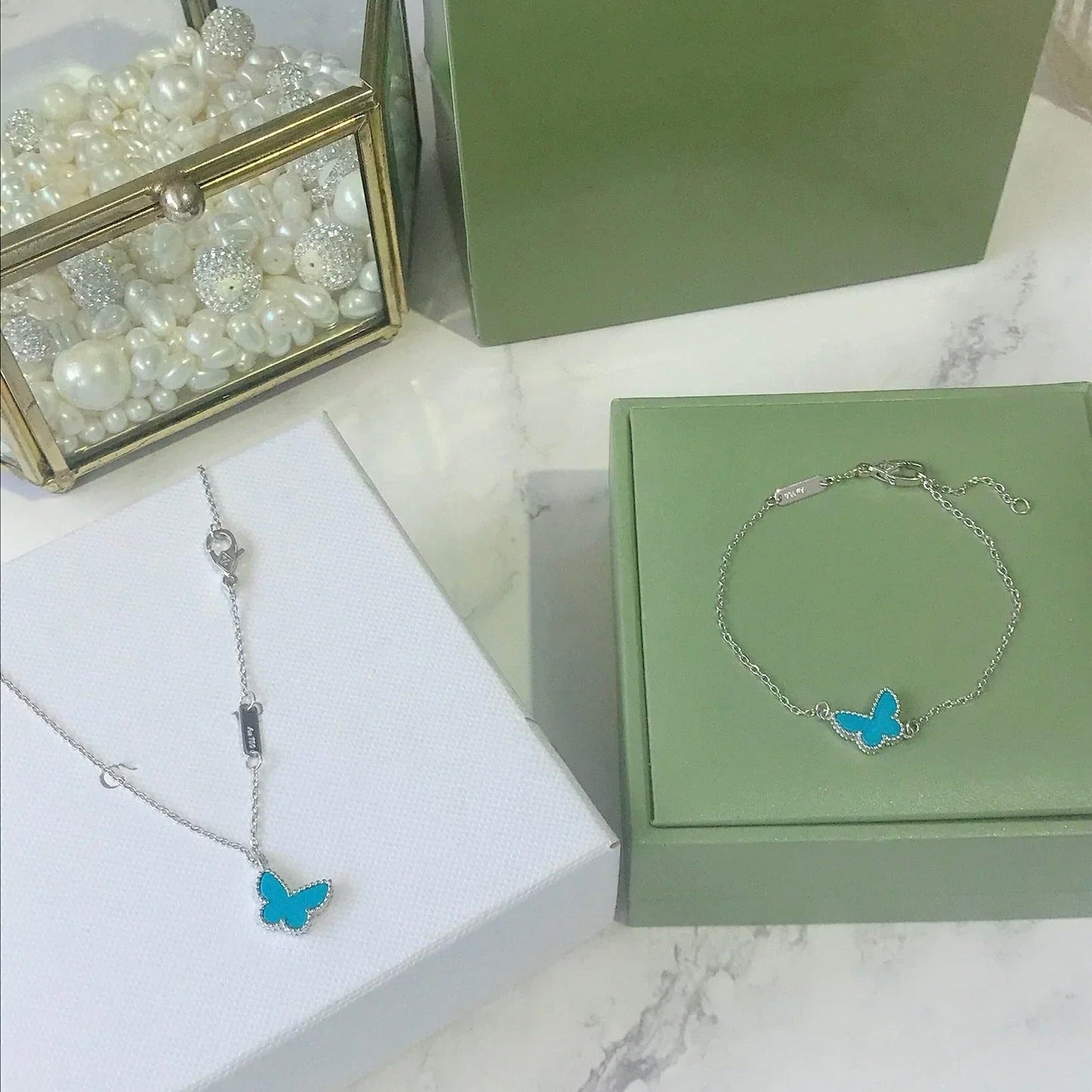[Glitter Jewelry]BUTTERFLY TURQUOISE BUTTERFLY BRACELET SILVER