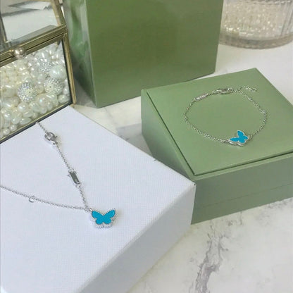 [Glitter Jewelry]BUTTERFLY TURQUOISE BUTTERFLY BRACELET SILVER