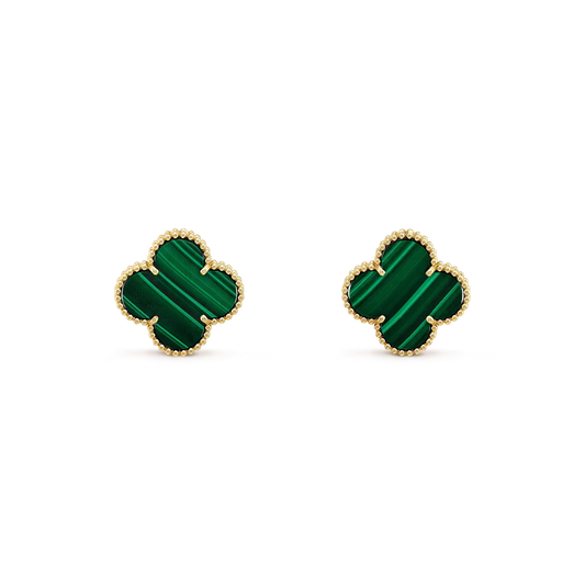 [Glitter Jewelry]CLOVER MINI 9.5MM MALACHITE  EARRINGS