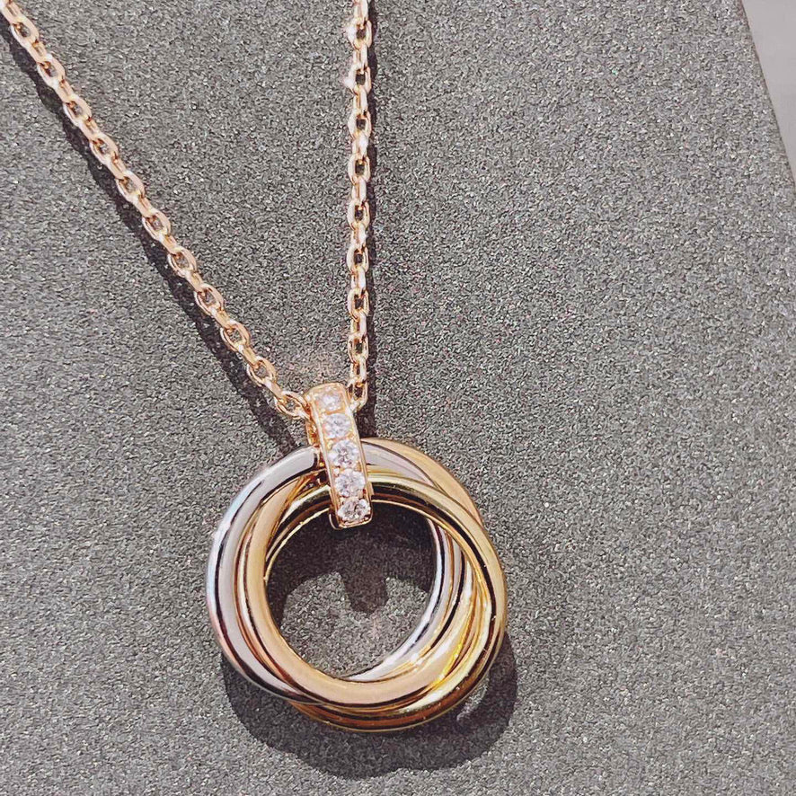 [Glitter Jewelry]TRINITY NECKLACE GOLD  DIAMONDS