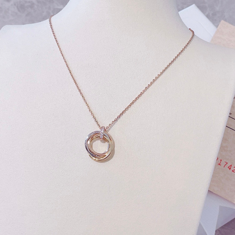 [Glitter Jewelry]TRINITY NECKLACE GOLD  DIAMONDS