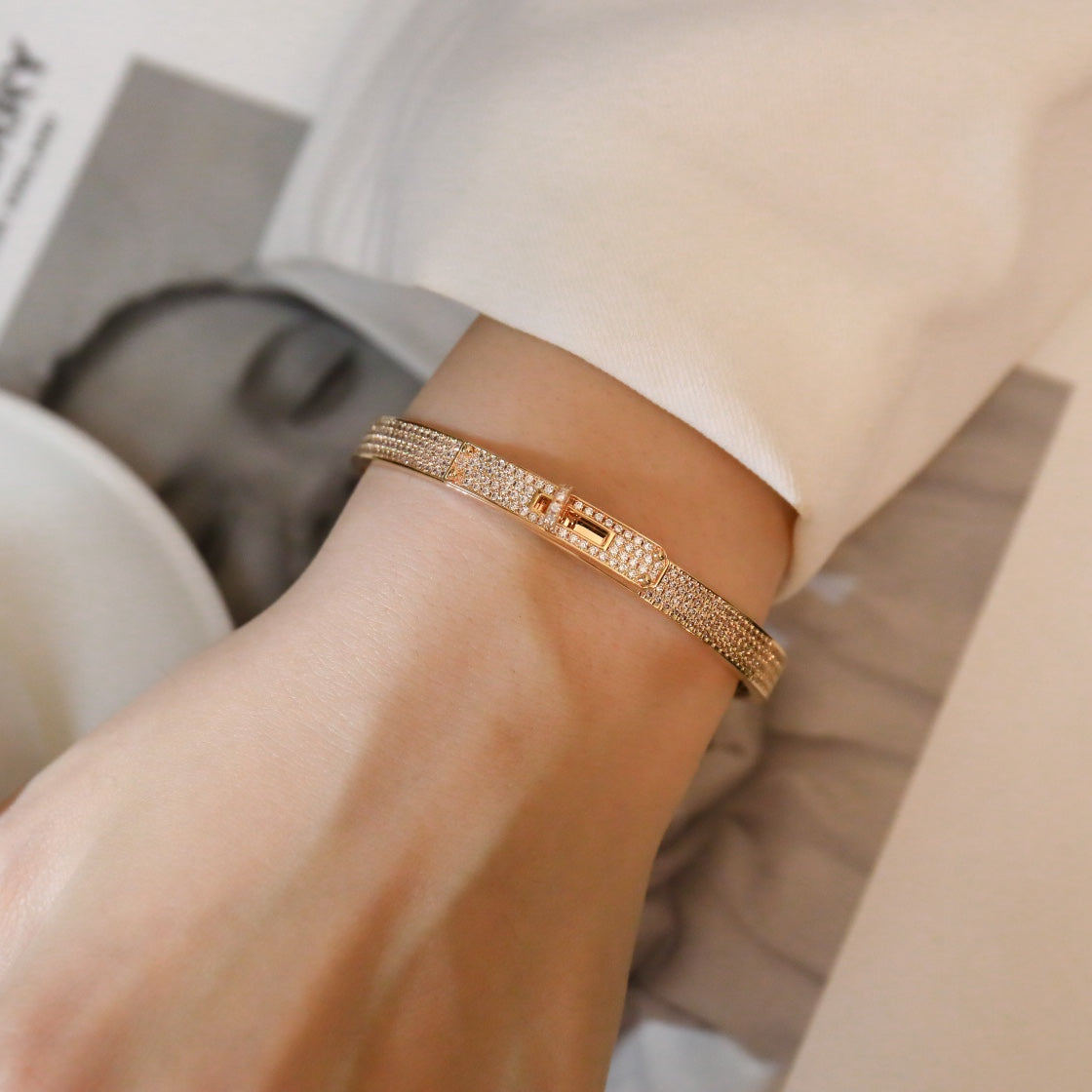 [Glitter Jewelry]KELLY BRACELET DIAMOND PAVED