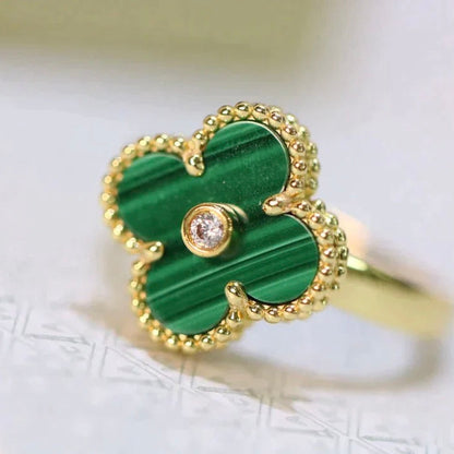 [Glitter Jewelry]CLOVER MALACHITE RING GOLD DIAMOND