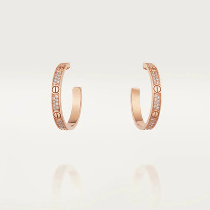 [Glitter Jewelry]LOVE DIAMOND PINK GOLD HOOP EARRINGS
