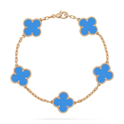 [Glitter Jewelry]CLOVER 5 MOTIFS BLUE AGATE BRACELET