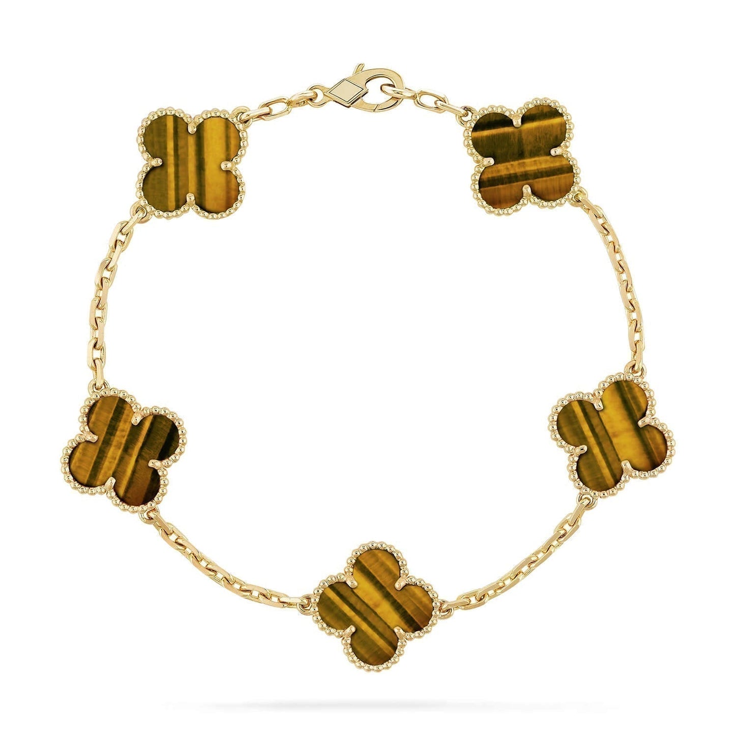 [Glitter Jewelry]CLOVER  5 MOTIFS TIGER EYE BRACELET