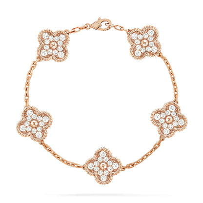 [Glitter Jewelry]CLOVER 5 MOTIFS  FULL DIAMOND BRACELET