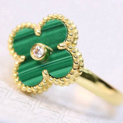 [Glitter Jewelry]CLOVER MALACHITE RING GOLD DIAMOND