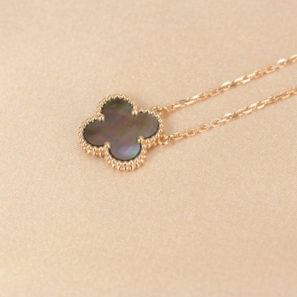 [Glitter Jewelry]CLOVER 15MM  GRAY MOTHER OF PEARL NECKLACE