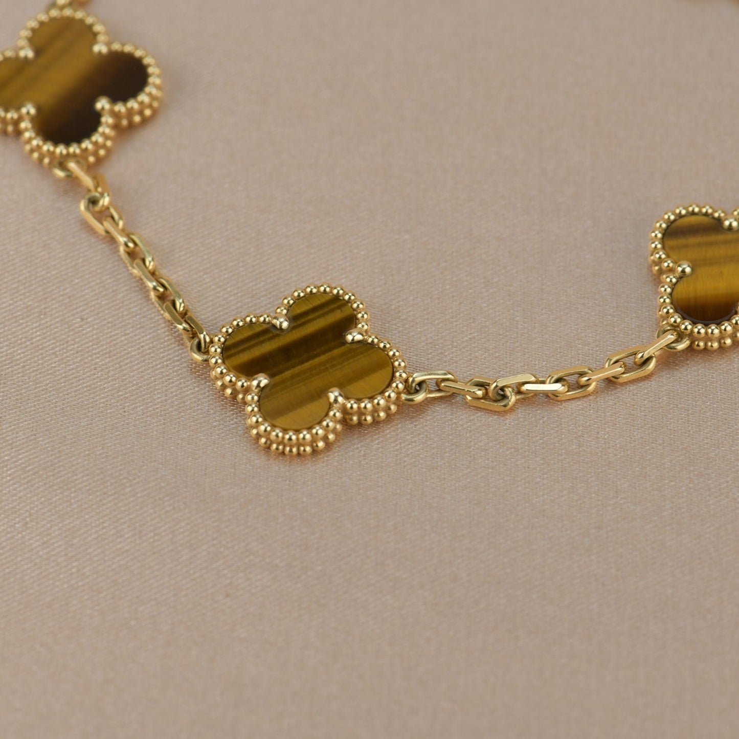 [Glitter Jewelry]CLOVER  5 MOTIFS TIGER EYE BRACELET